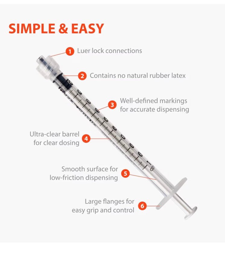 1ml lure lock syringe easy touch 4pack